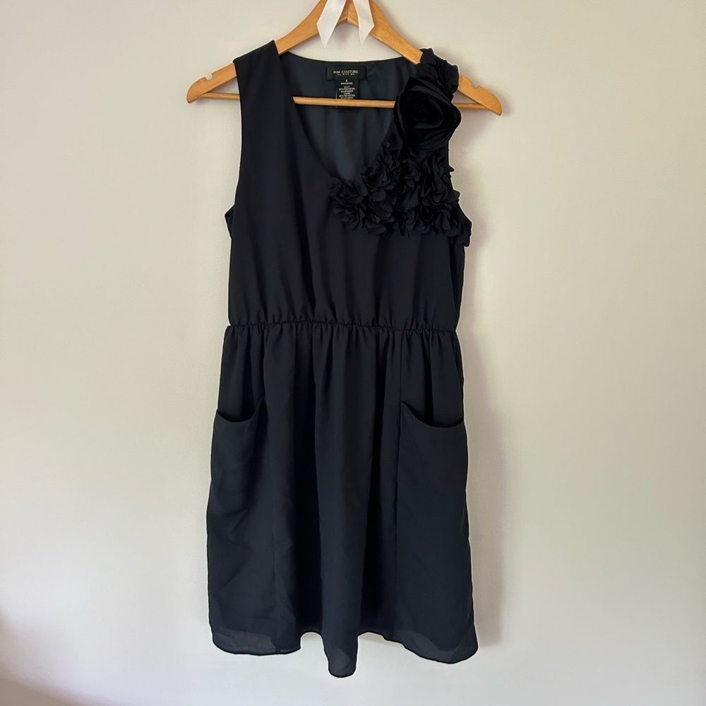 MM Couture by Miss Me Navy Floral Appliqué Chiffon Mini Dress